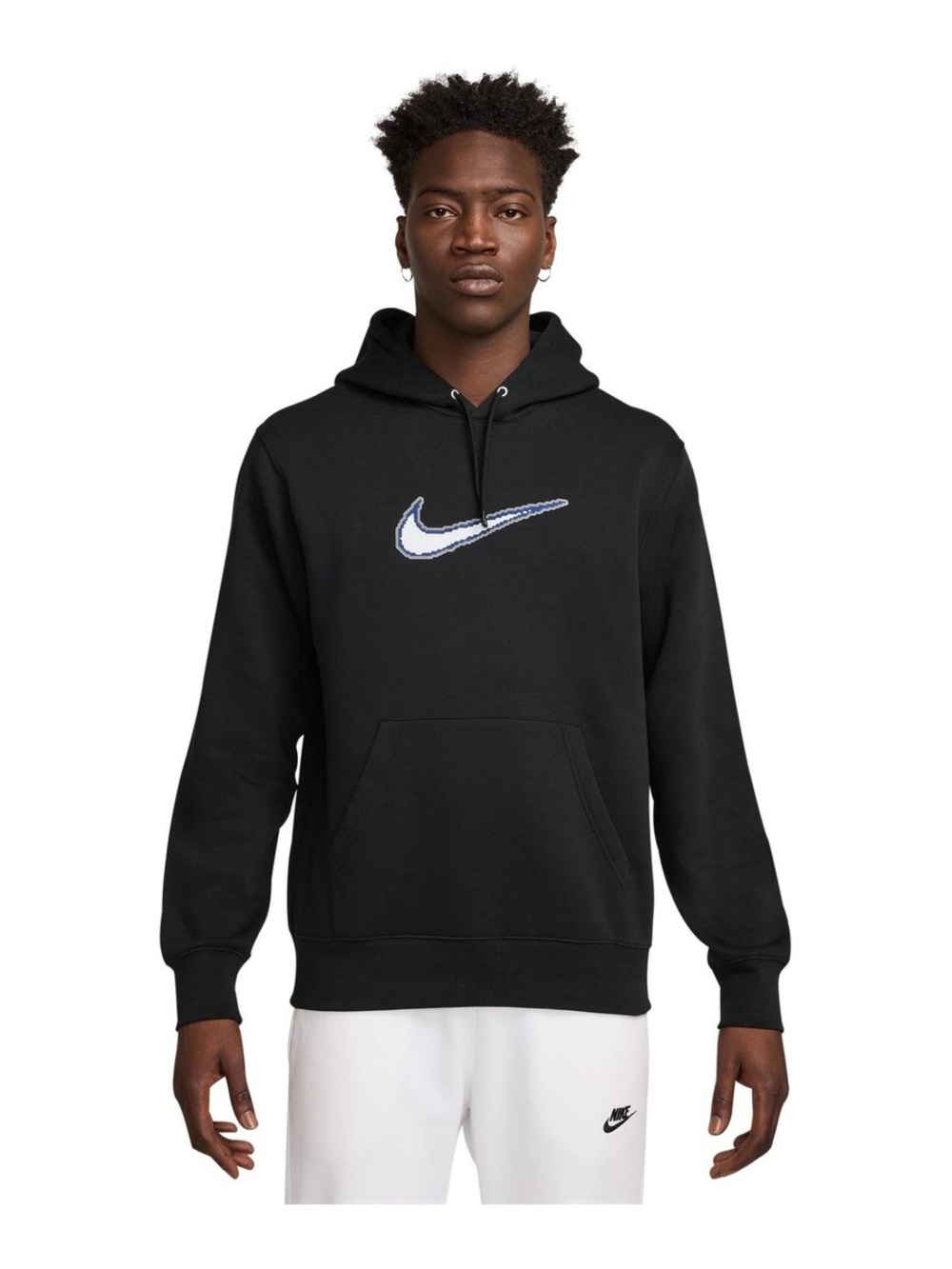 Nike Sportswear Club Black Hoodie Blue and White Swoosh New Size Medium Men - Picture 4 of 12